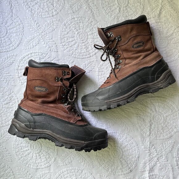 RANGER BROWN LEATHER THINSULATE WORK HUNTING WINTER SNOW MENS 13 BOOTS - Picture 1 of 11
